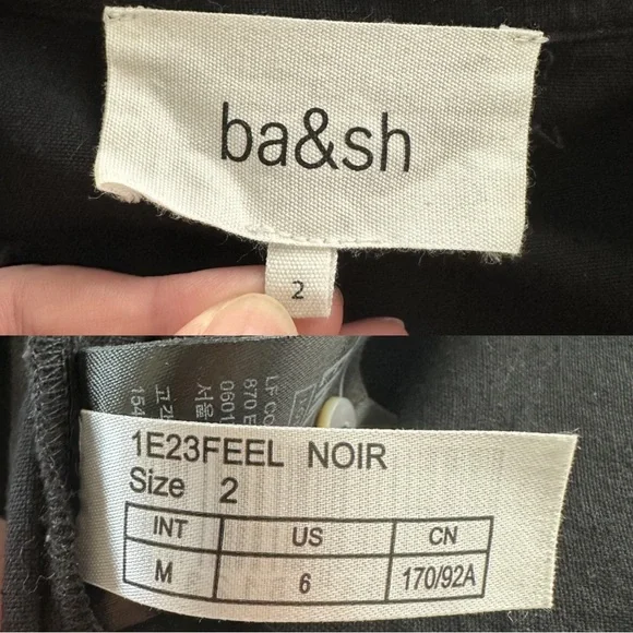 Ba&sh Black Cotton Ruffle Neckline Lady Shirt Size 6 Sophisticated Cottagecore - Picture 8 of 14